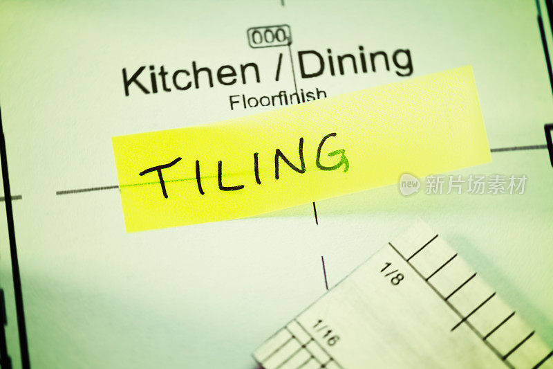 厨房/餐厅平面图上的“瓷砖”标签